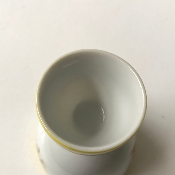 Vintage Porcelain Floral Gold Gilded Egg Cups Yellow White Flowers Pink Blue - Picture 6 of 15